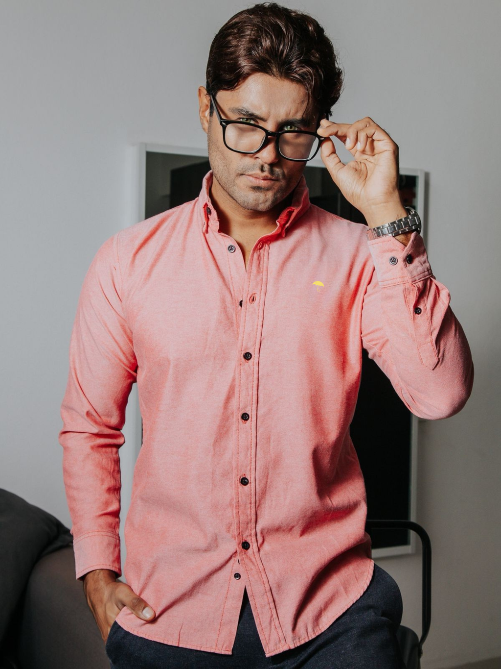 Camisa Hombre Casual Lisa Roja