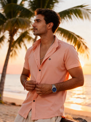 Camisa Hombre Casual Lisa Rosa Palo