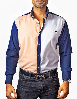 Camisa Hombre Casual Naranja - Blanca