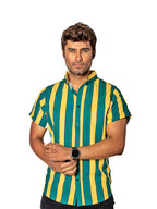 Camisa Hombre Casual Slim Fit Rayas Verdes, Amarillas
