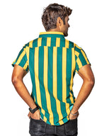 Camisa Hombre Casual Slim Fit Rayas Verdes, Amarillas