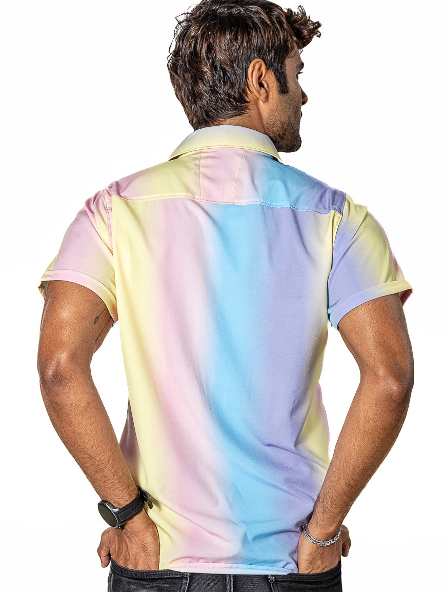 Men's Casual Slim Fit Striped Pastel Colored Shirt