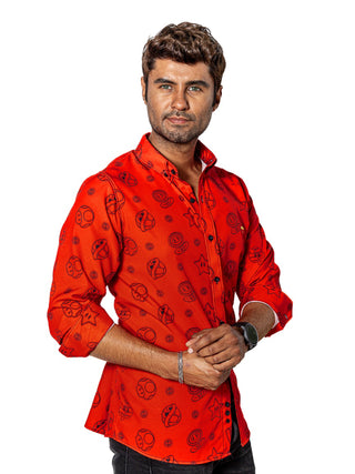 Camisa Hombre Casual Slim Fit Roja Mario Bros