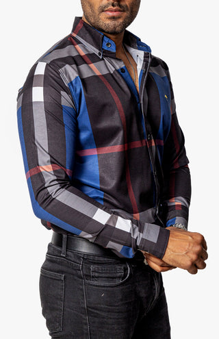 Camisa Casual Hombre, Negra Líneas Gris, Roja,azul Marino