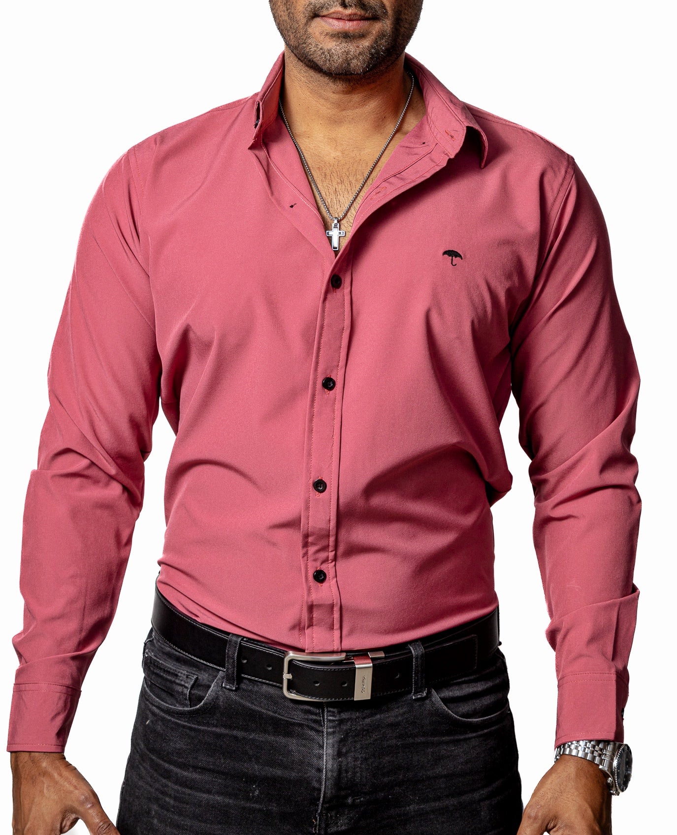 Camisa Casual Hombre Lisa Lila