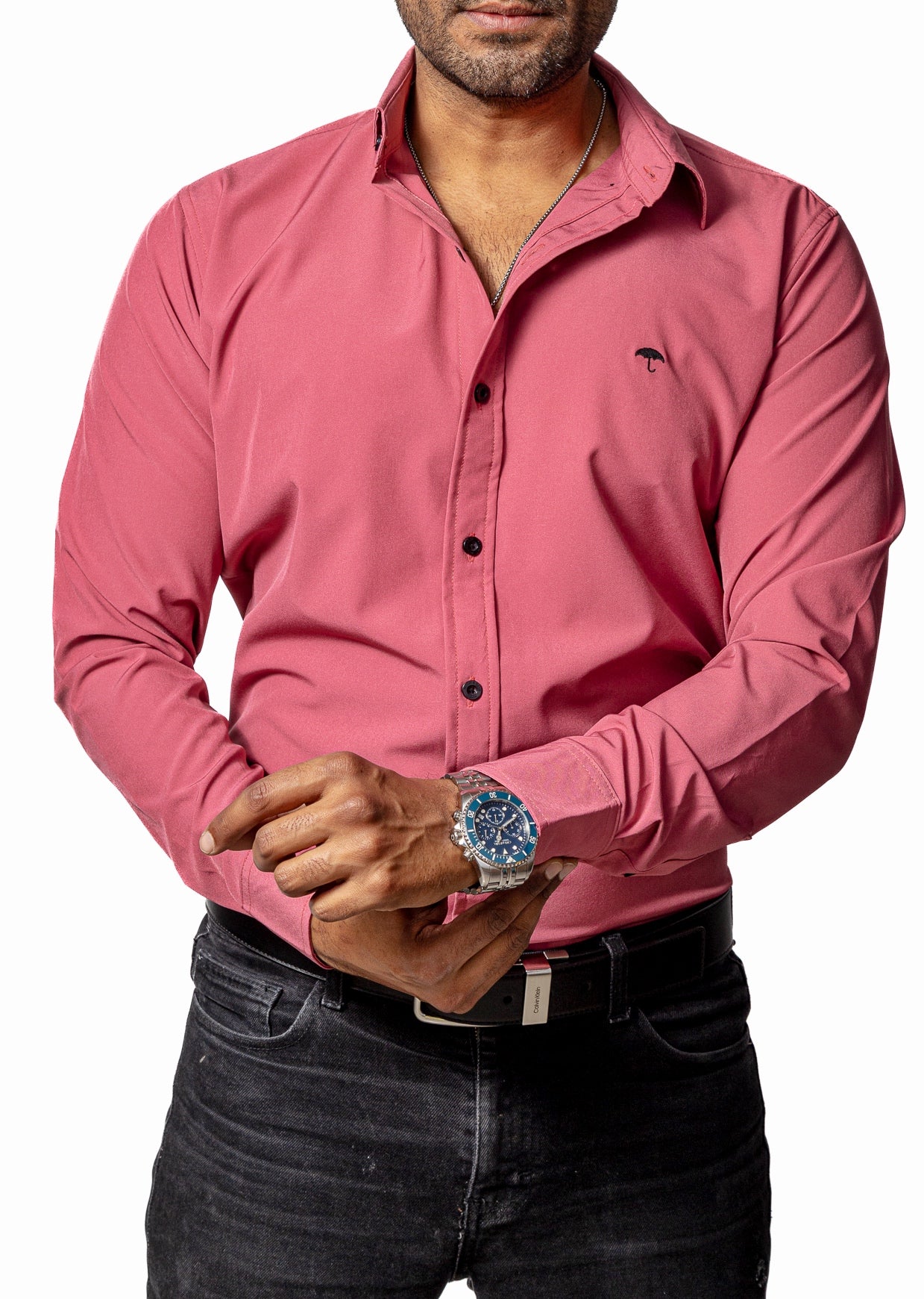 Camisa Casual Hombre Lisa Lila