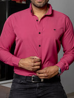 Casual Shirt Men Plain Pink Mexican