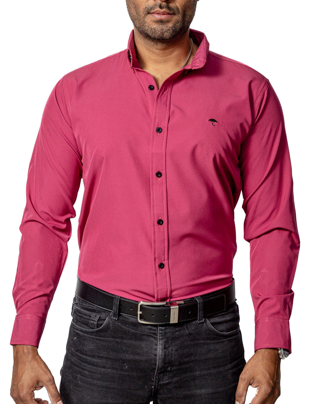 Casual Shirt Men Plain Pink Mexican