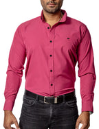 Casual Shirt Men Plain Pink Mexican