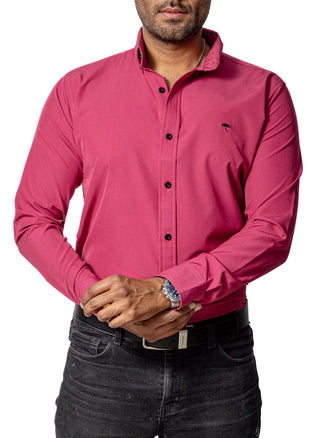 Casual Shirt Men Plain Pink Mexican