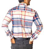 Camisa Hombre Casual Hueso Líneas Morado Rojo y Amarillo