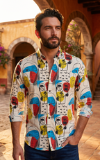 Camisa Hombre Azul Rojo Beige — Prism Mask | Moon & Rain