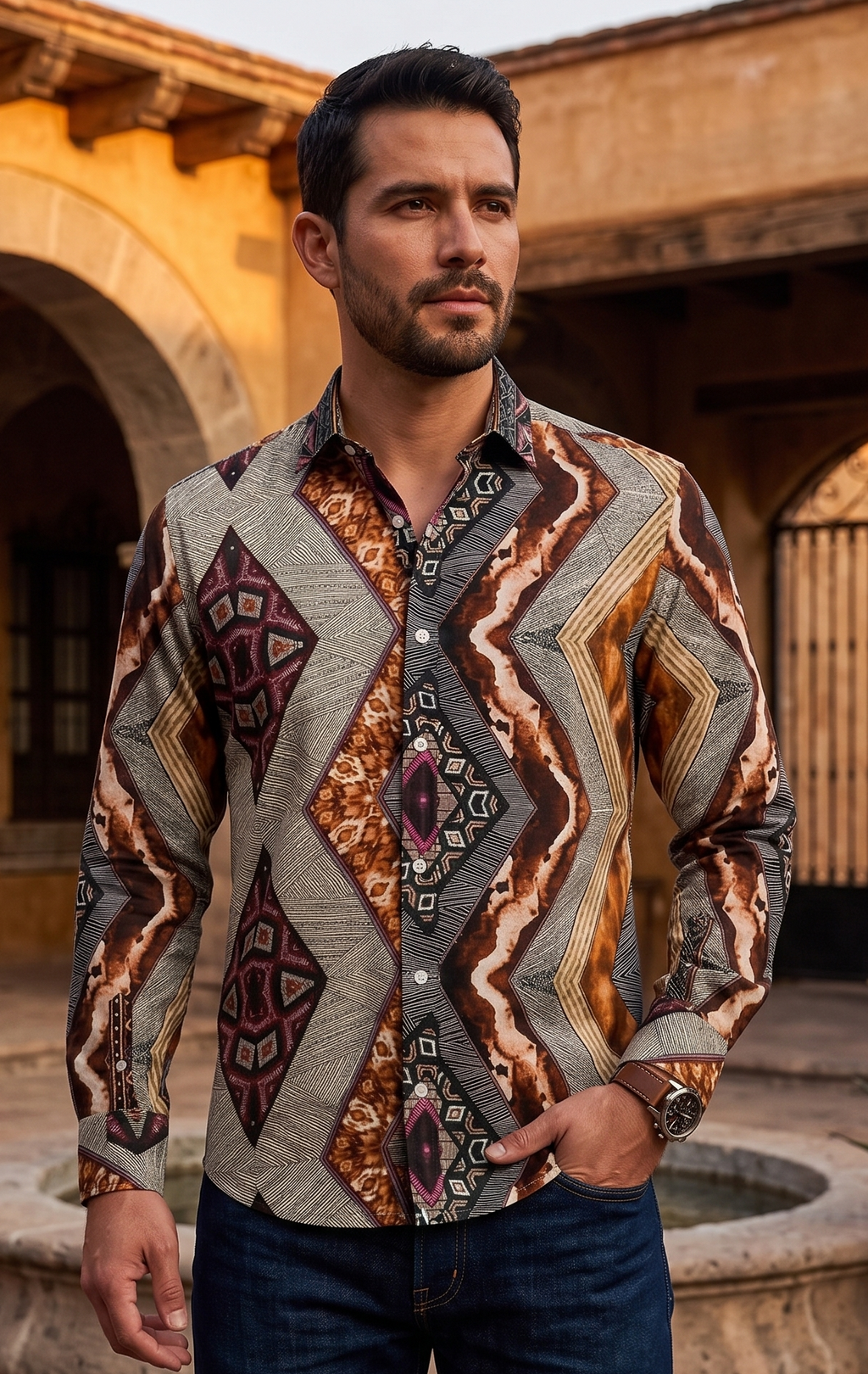 Camisa Hombre — Diagonal Prism | Moon & Rain