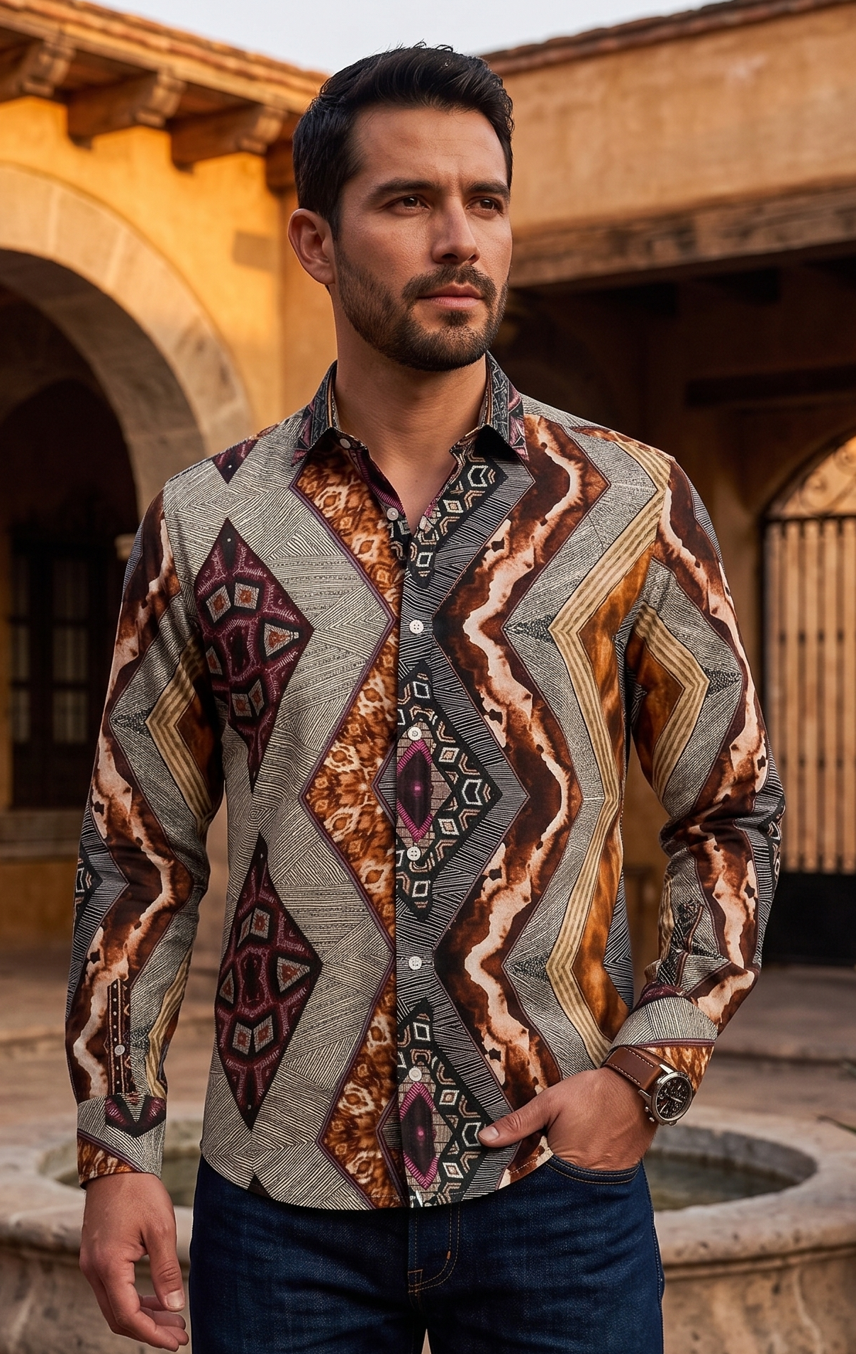 Camisa Hombre — Diagonal Prism | Moon & Rain