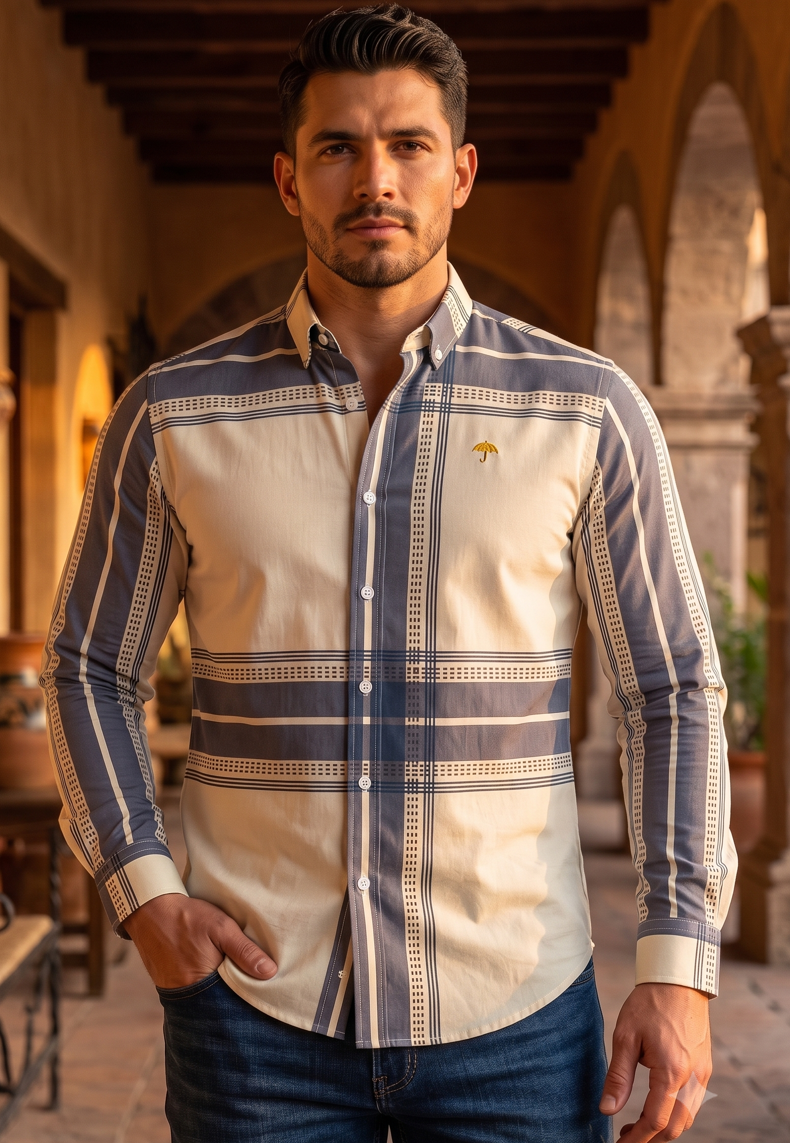 Camisa Hombre Gris Beige — Timber Haze | Moon & Rain