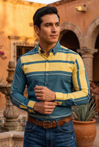 Camisa Hombre Casual Franjas Sunray Stripe - Azure Edition
