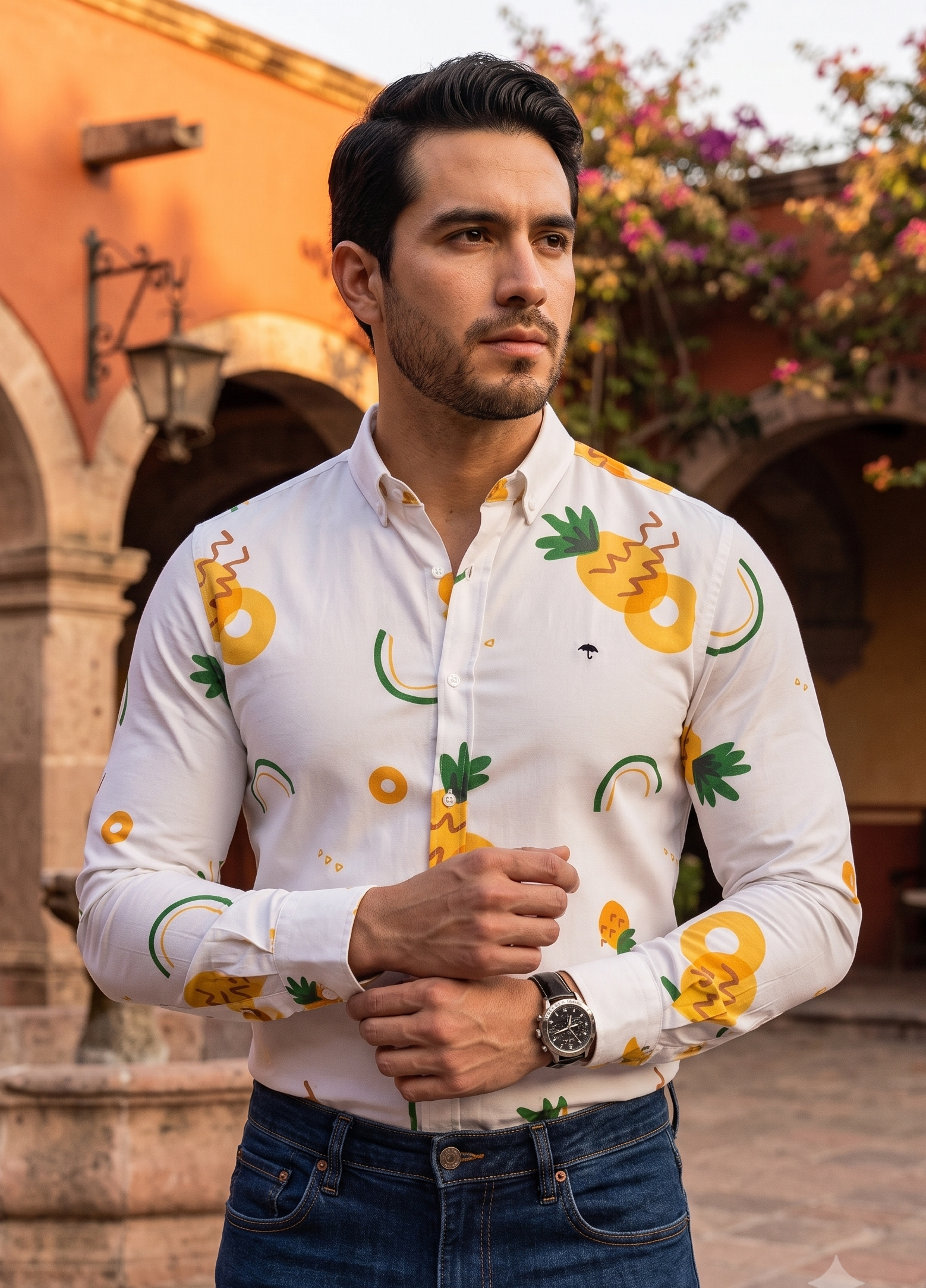 Camisa Hombre Casual Figuras Tropical Pineapple - Resort Edition
