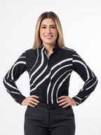 Camisa Hombre Casual Negra Círculos Blancos