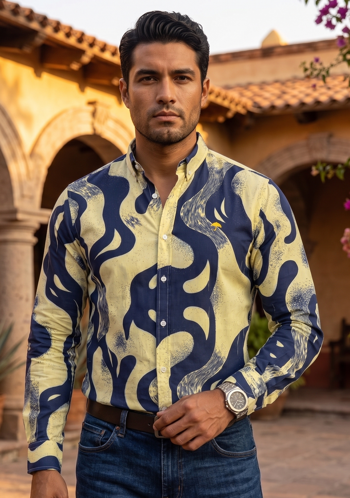 Camisa Hombre Beige — Dusk Tide | Moon & Rain