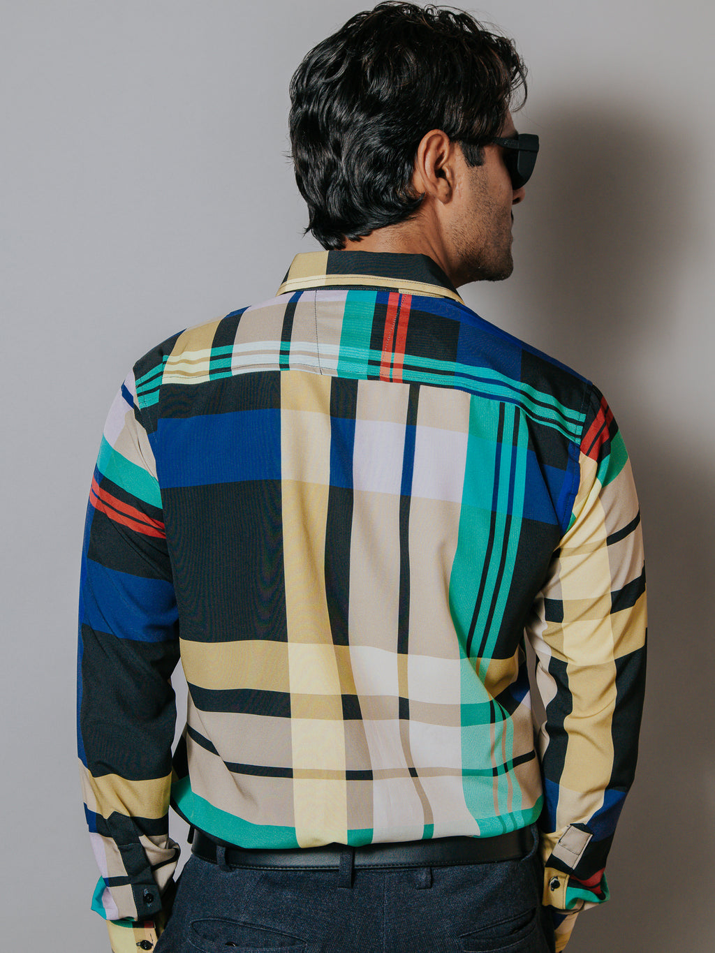 Camisa Casual Hombre, Negro Cuadros Colores - 34 (S)-Tiendas Platino