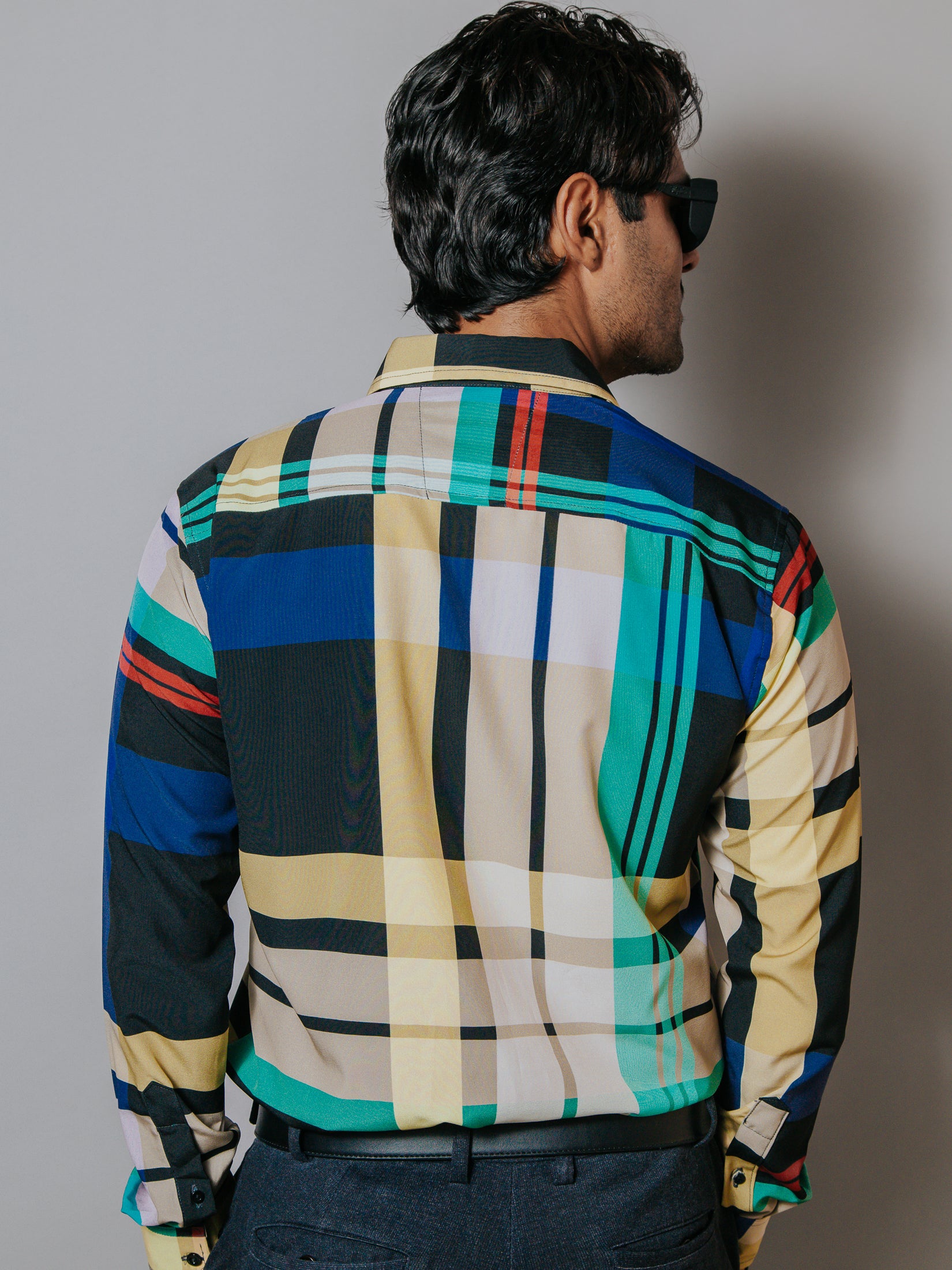 Camisa Casual Hombre, Negro Cuadros Colores - 34 (S)-Tiendas Platino