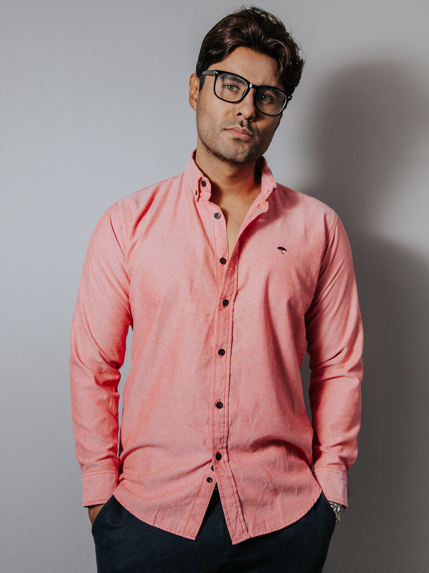 Camisa Hombre Casual Lisa Roja