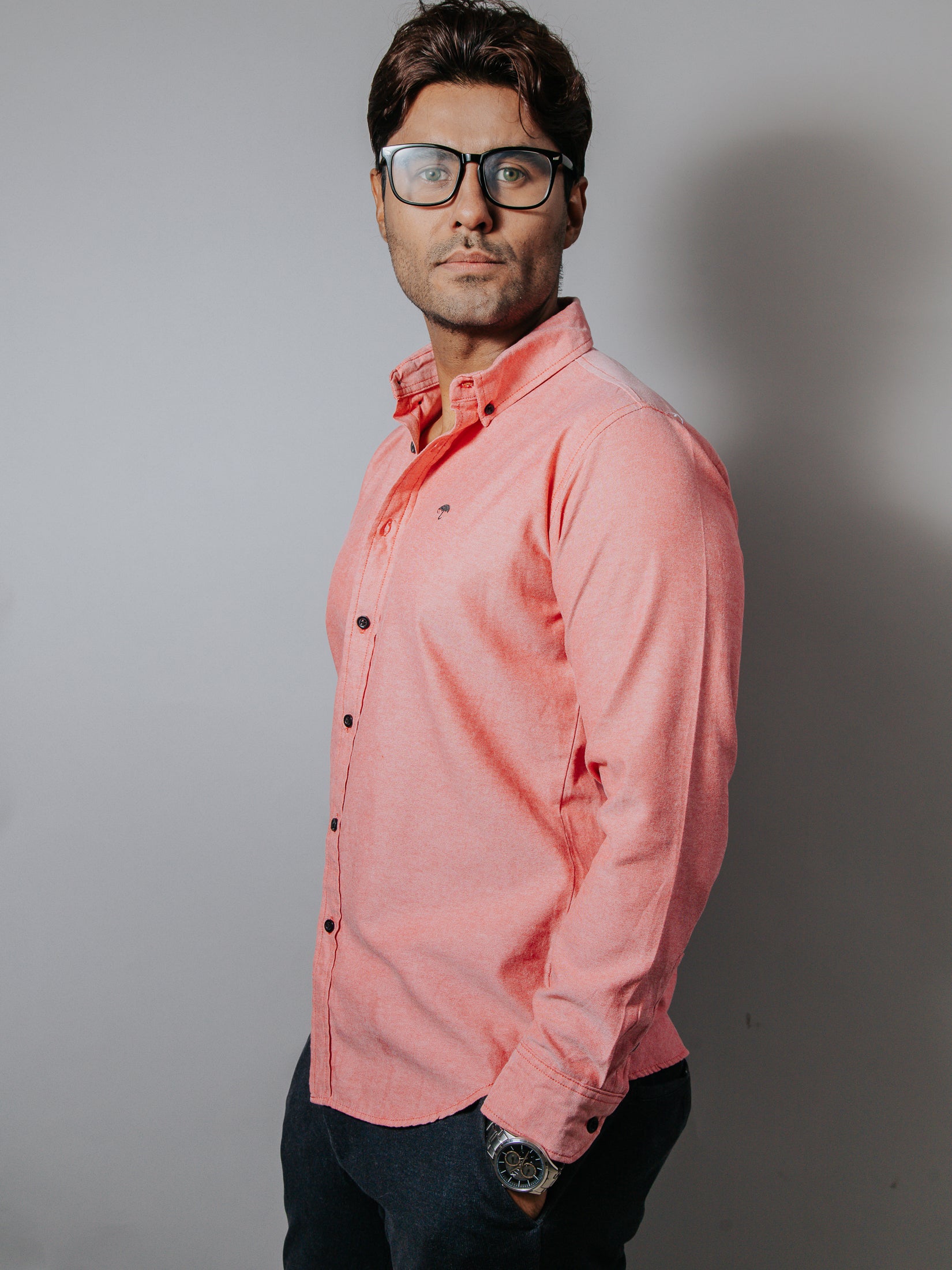 Camisa Hombre Casual Lisa Roja