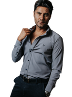 Camisa Hombre Casual Gris Claro Lisa