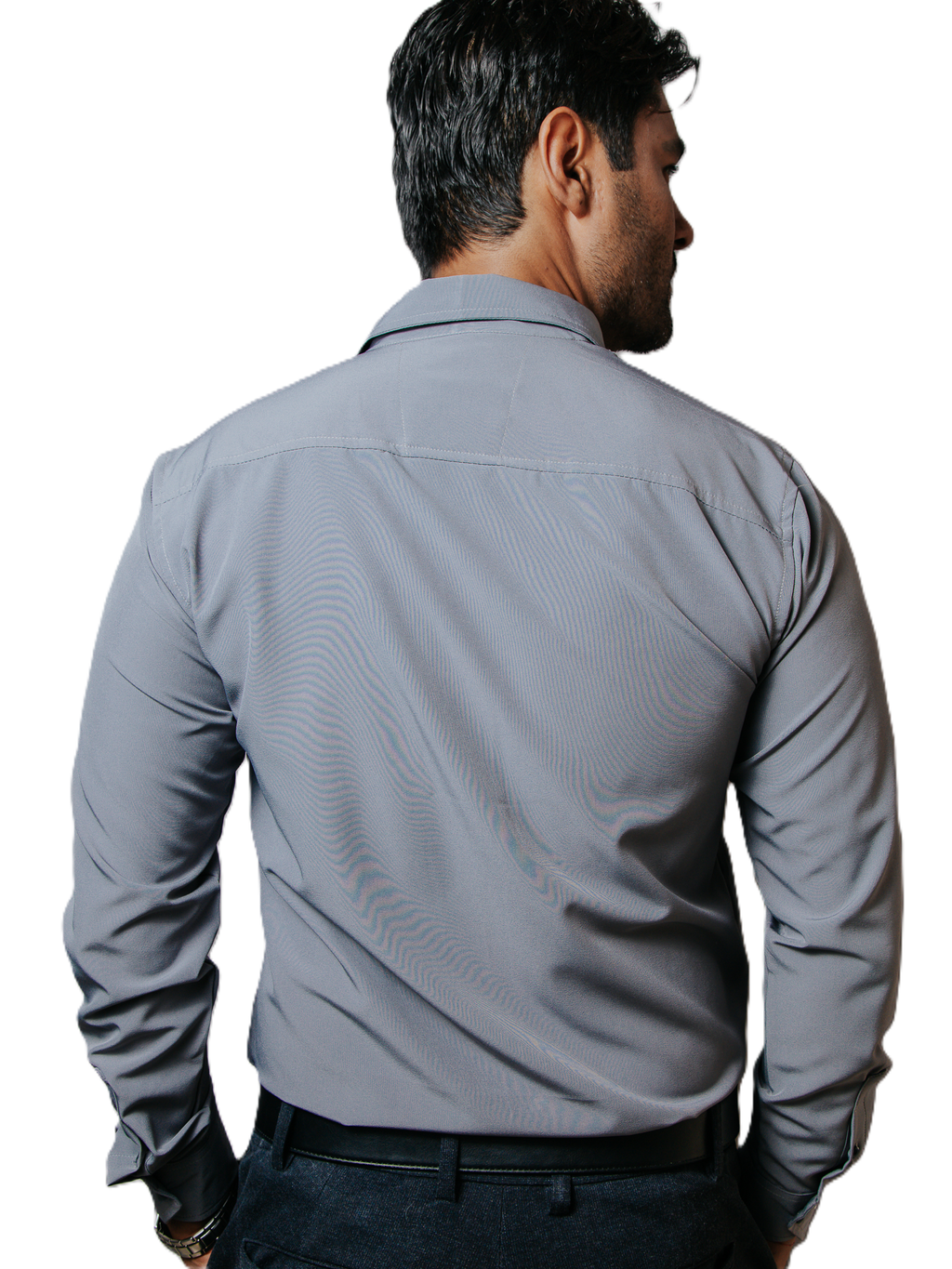 Camisa Hombre Casual Gris Claro Lisa