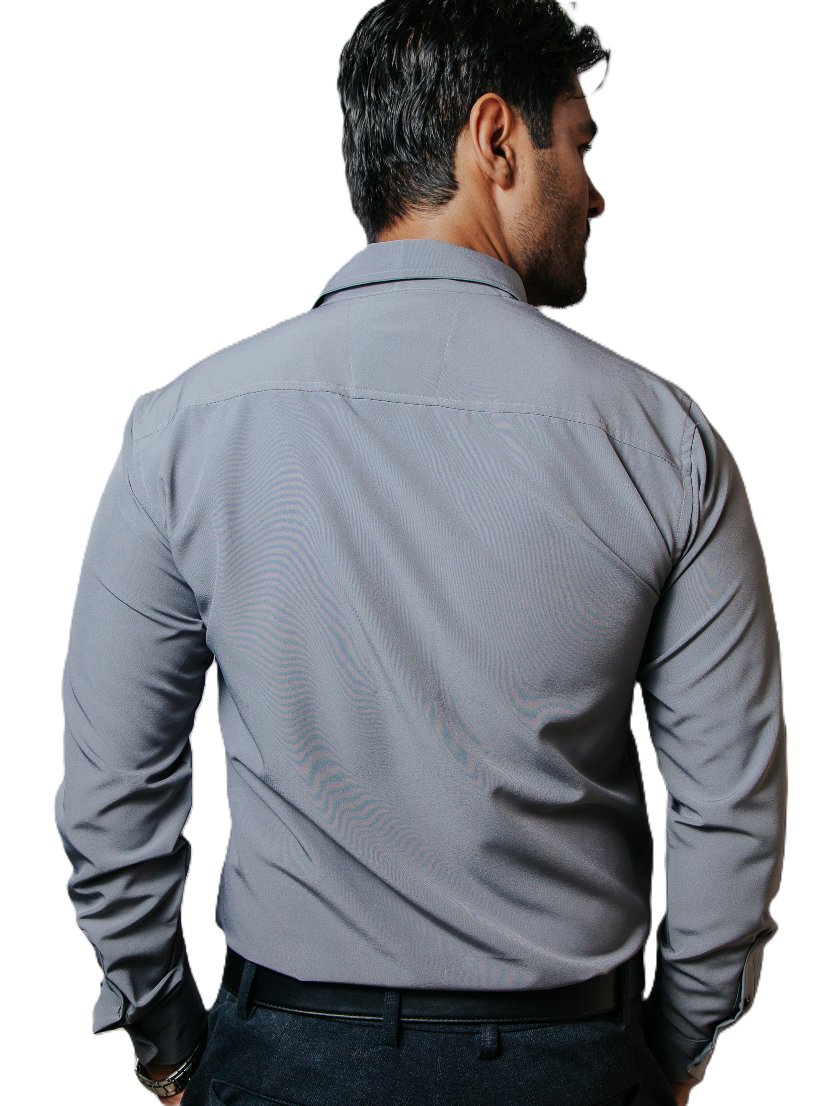 Camisa Hombre Casual Gris Claro Lisa