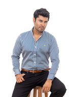 Camisa Hombre Casual Rayas Azul Marino Blanco