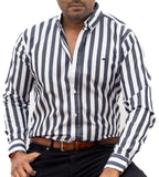 Camisa Hombre Casual Rayas Gris Blanco