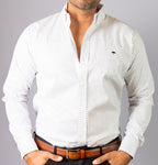 Camisa Hombre Casual Blanca Mini Círculos Negros