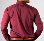 Camisa Hombre Casual Manga Larga Vino Lisa