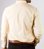 Camisa Hombre Casual Manga Larga Beige Lisa