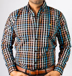 Camisa Hombre Casual Negra Cuadros Colores