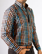 Camisa Hombre Casual Negra Cuadros Colores