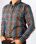 Camisa Hombre Casual Negra Cuadros Colores