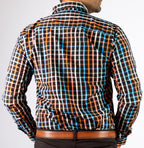 Camisa Hombre Casual Negra Cuadros Colores