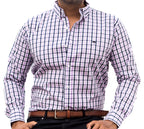 Camisa Hombre Casual Cuadros Lila Blanco Negro