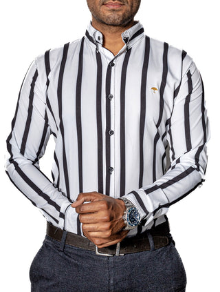 Camisa Hombre Casual Blanca Rayas Negras