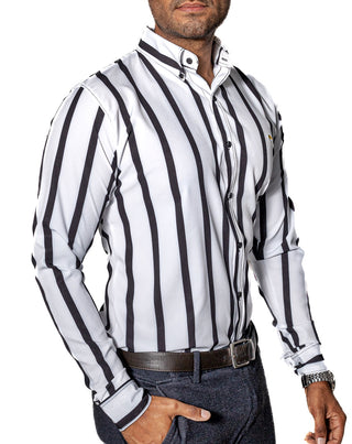 Camisa Hombre Casual Blanca Rayas Negras