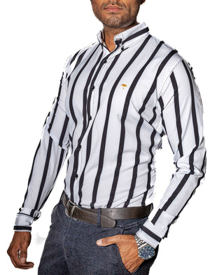 Camisa Hombre Casual Blanca Rayas Negras