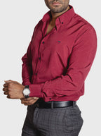 Camisa Hombre Casual Manga Larga Roja Lisa - Tiendas Platino Camisas Hombre 34 (S)