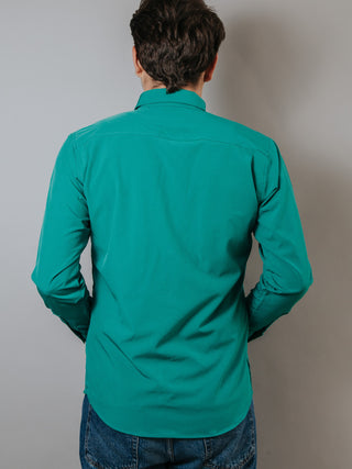 Men's Casual Slim Fit Green Plain Shirt 007