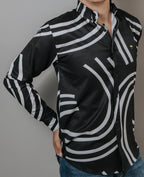 Camisa Hombre Casual Negra Círculos Blancos