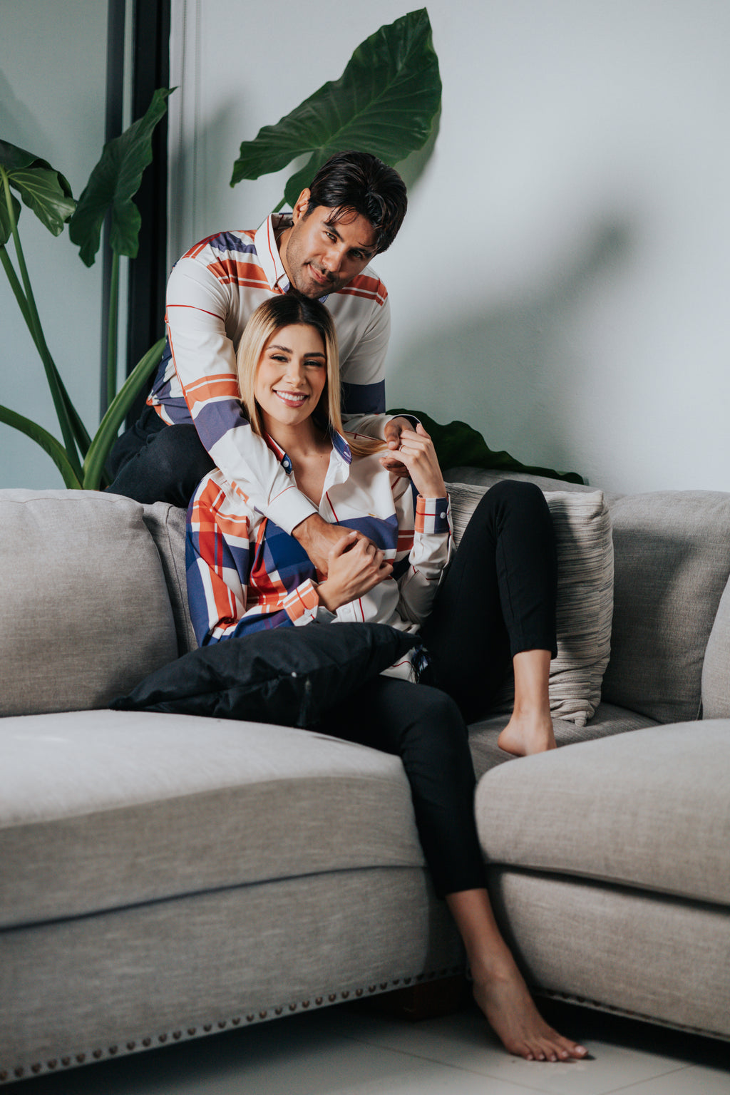 Camisa Casual Hombre Slim, Hueso Franjas Lila, Marron Y Rojo - Tiendas Platino Camisas Hombre 34 (S)