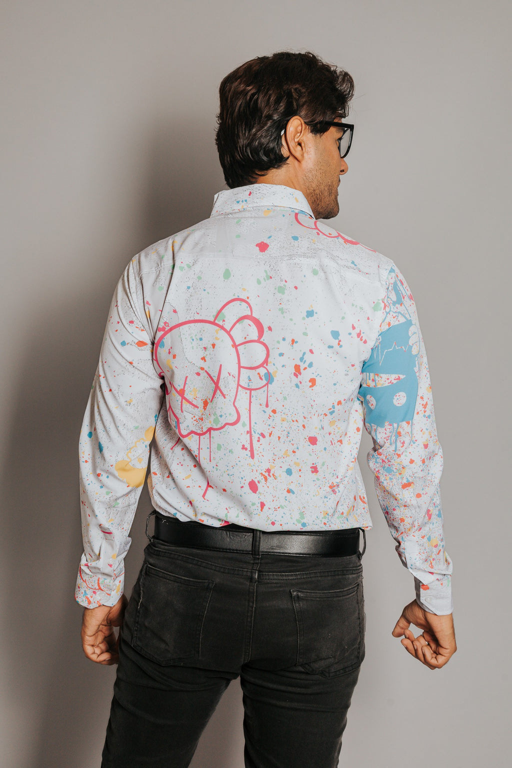 Camisa Hombre Casual Salpicadura Pintura Kawas