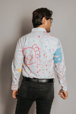 Camisa Hombre Casual Salpicadura Pintura Kawas