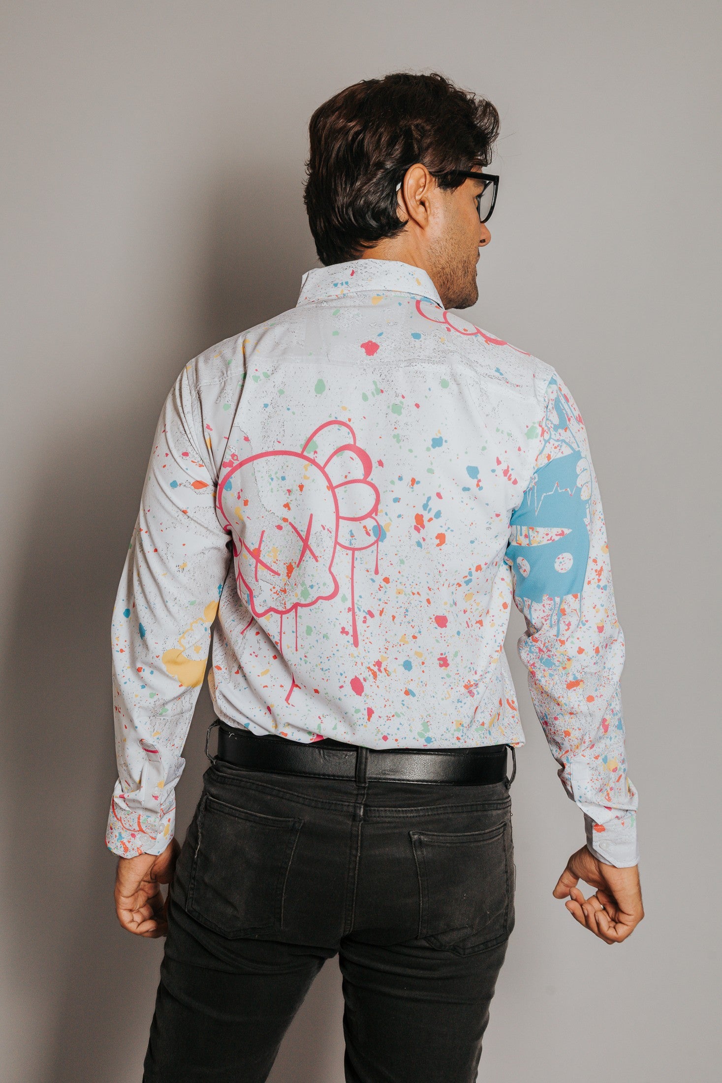 Camisa Hombre Casual Salpicadura Pintura Kawas